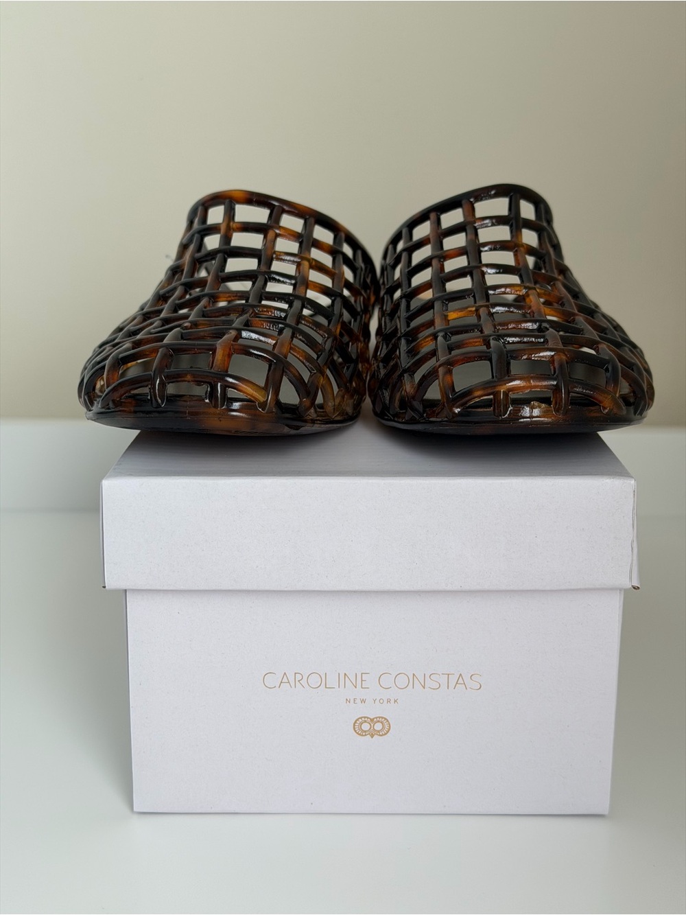 Caroline Constas Woven Jelly Mules in Tortoiseshell Size US 7 NWB - Picture 4 of 7